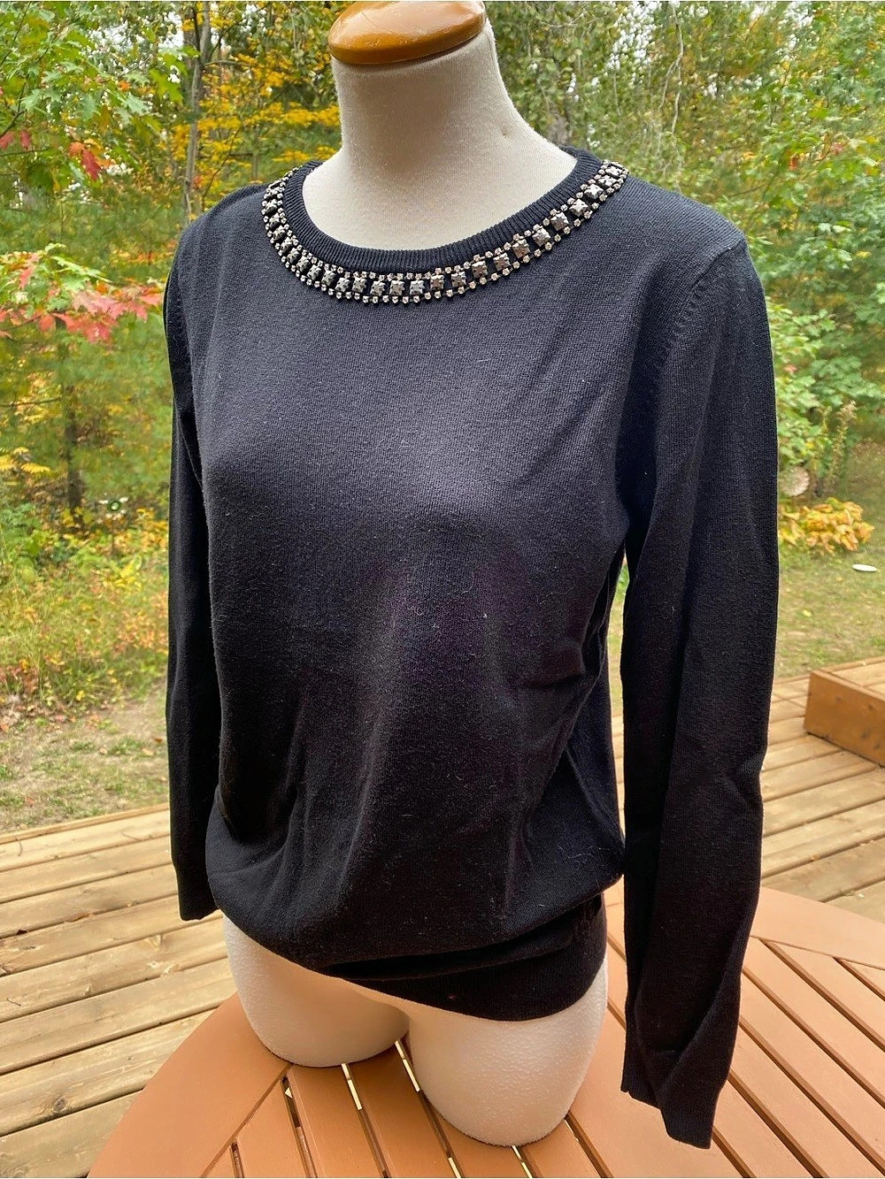 Bianca Nygaard Embellished Black Sweater Size Small